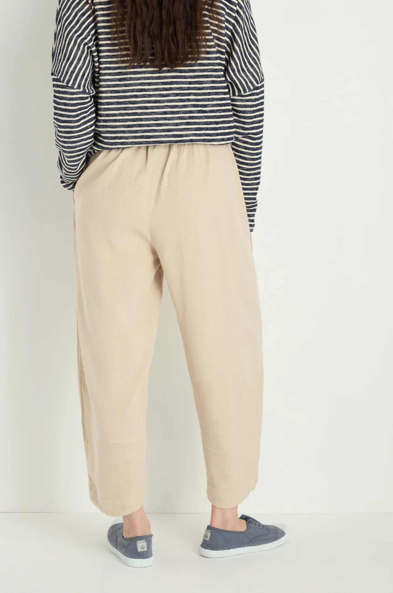 Sahara Putty Twisted Linen Crop Bubble Trouser