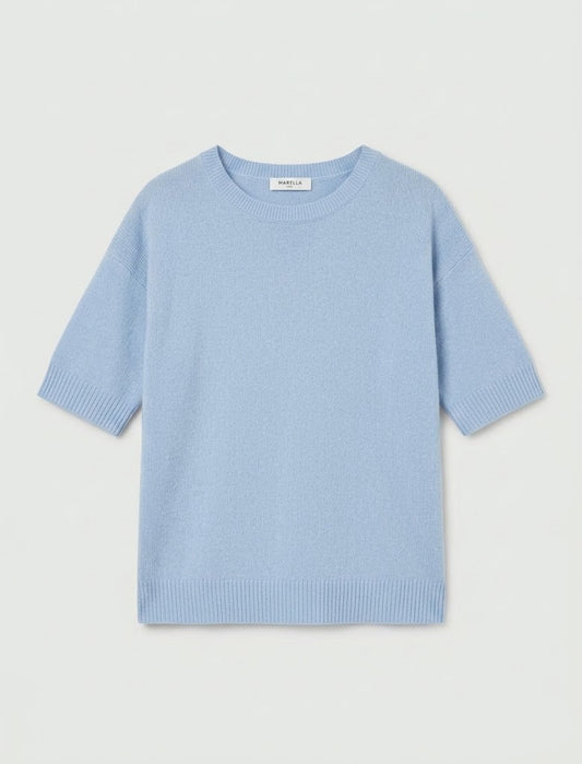 Marella Sport Light Blue Elbow Length Sleeve Wool Blend Sweater