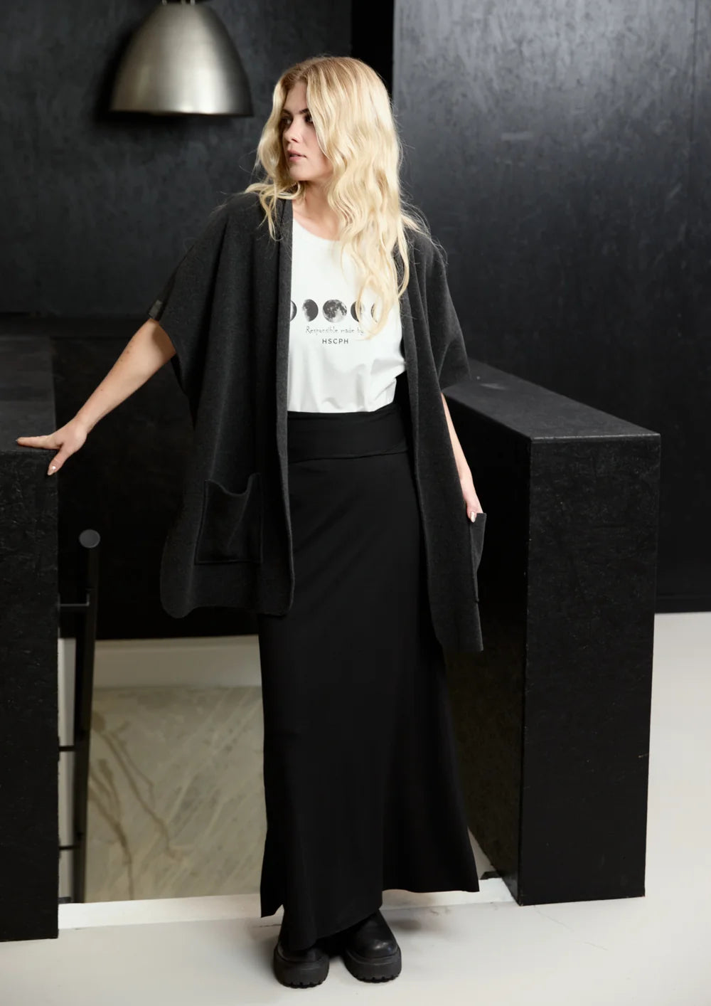 Henriette Steffensen Soft Black Long Oversized Jacket