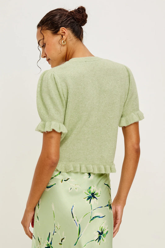 Rails Green Short Sleeve Crew Neck Cardigan