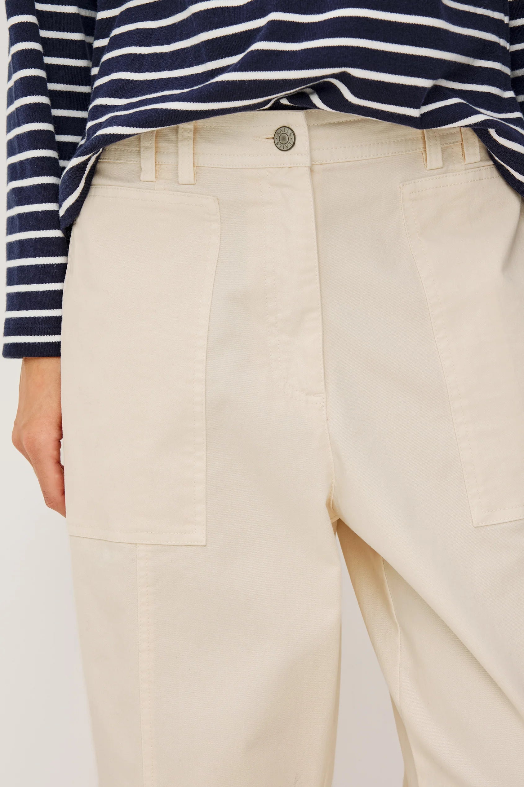 Rails Ivory straight leg relaxed stretch twill trousers Lunar