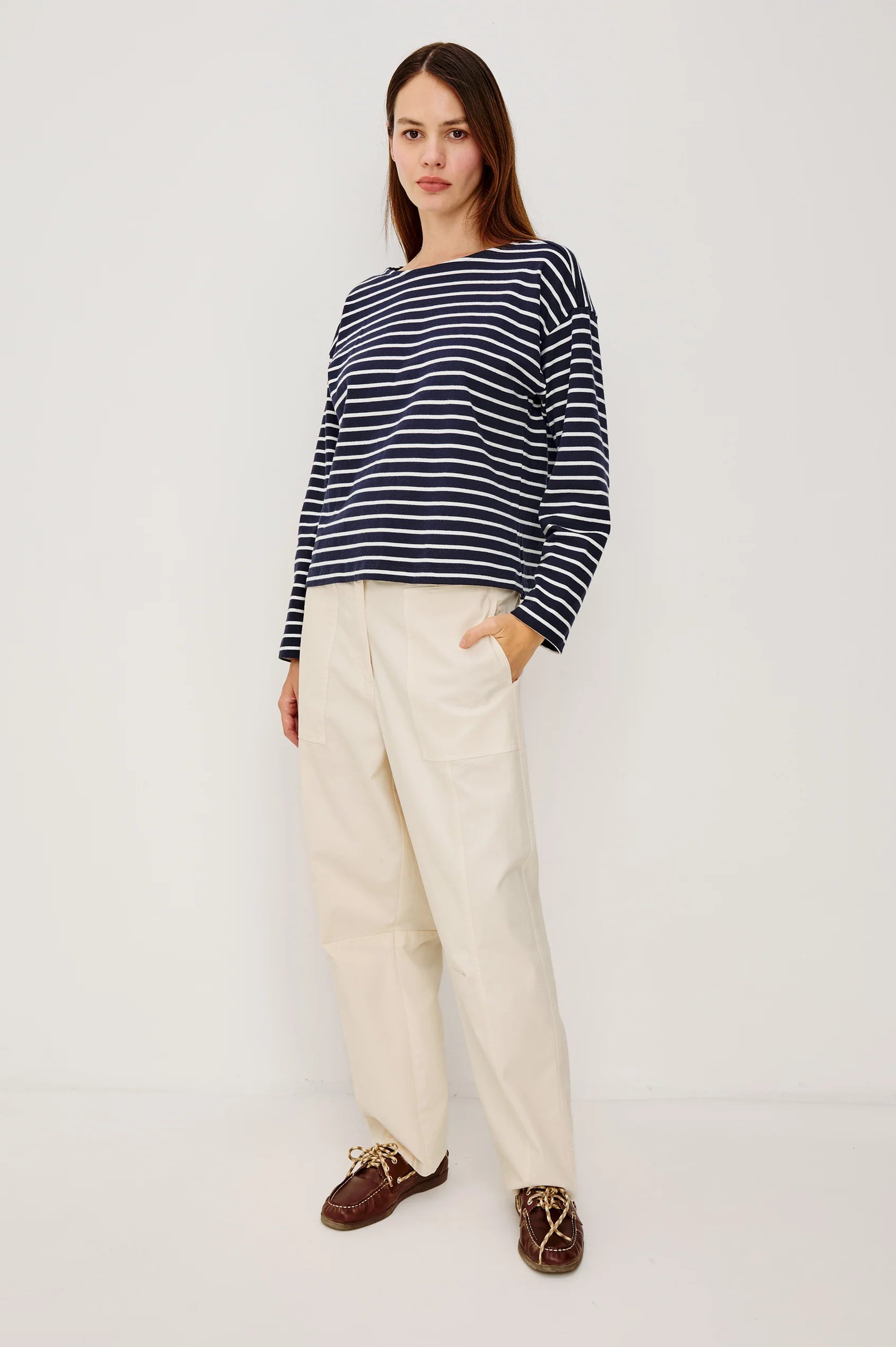 Rails Ivory straight leg relaxed stretch twill trousers Lunar