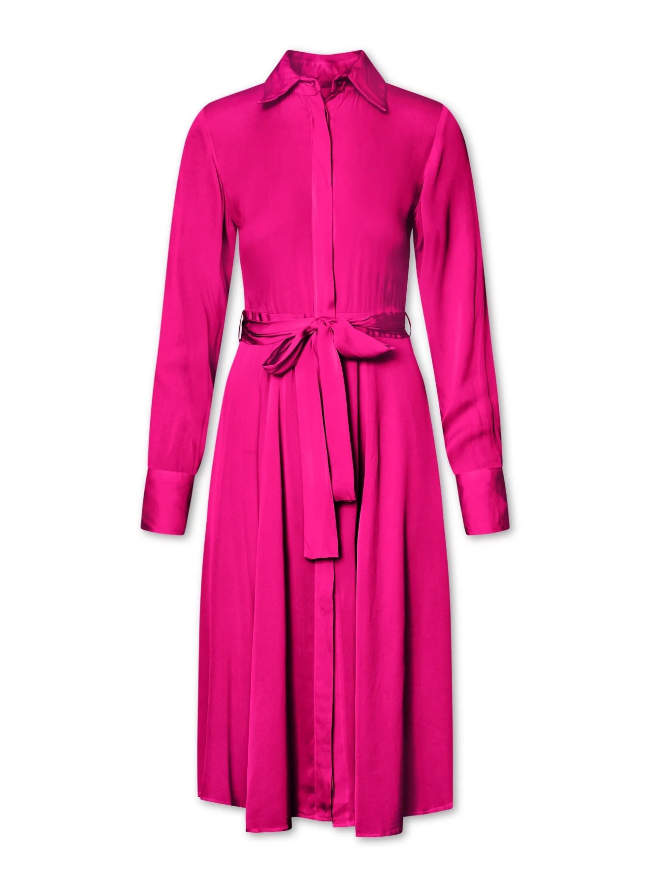 Nouvelle Silk 95 Hibiscus Le Marais Belted Silk Shirt Dress 25040