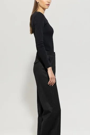 Luisa Cerano Black square neck top 318224