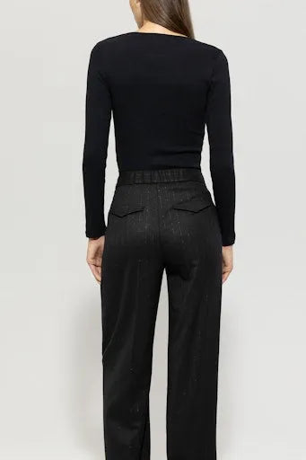 Luisa Cerano Black square neck top 318224