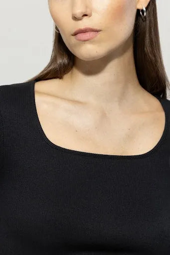 Luisa Cerano Black square neck top 318224