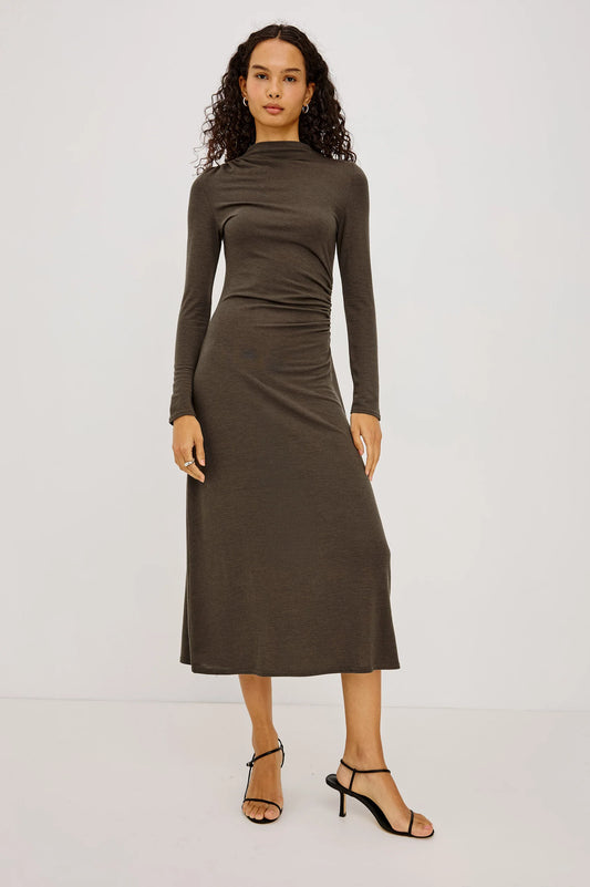 Rails Heather Olive Mock Neck Fitted Jersey Dress