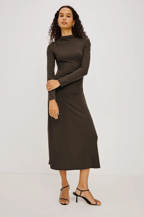 Rails Heather Olive Mock Neck Fitted Jersey Dress