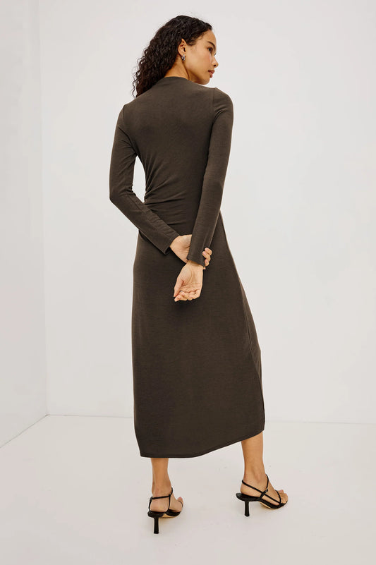 Rails Heather Olive Mock Neck Fitted Jersey Dress