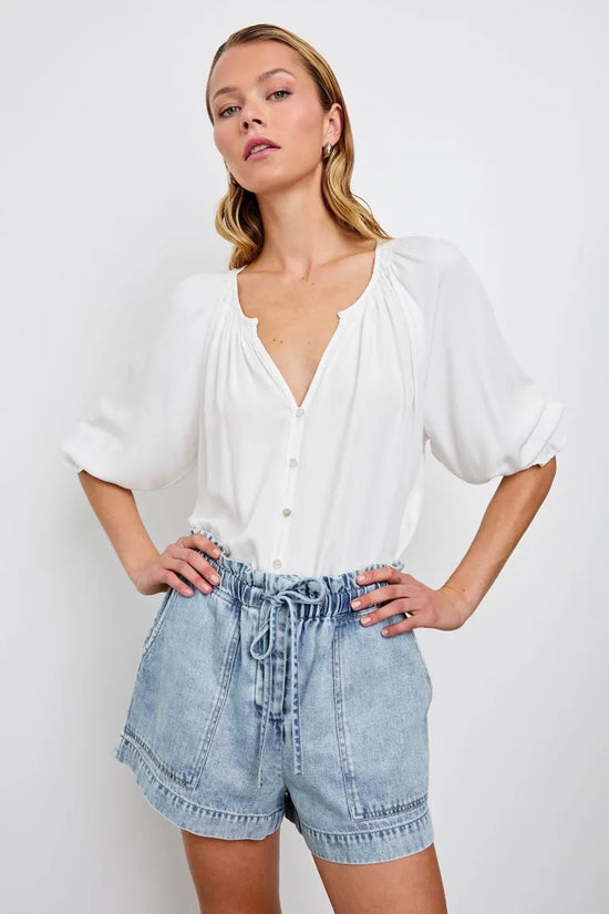 Rails pearl gathered neck shirt MARIAH
