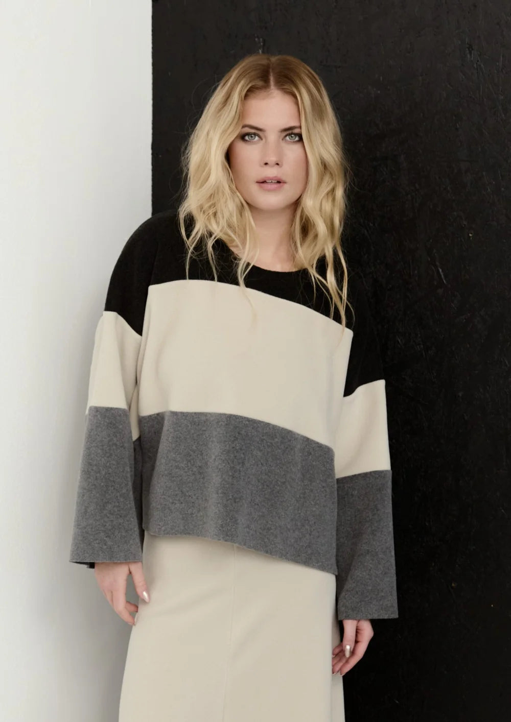 Henriette Steffensen Cool Grey Soft Jersey Round Neck Top