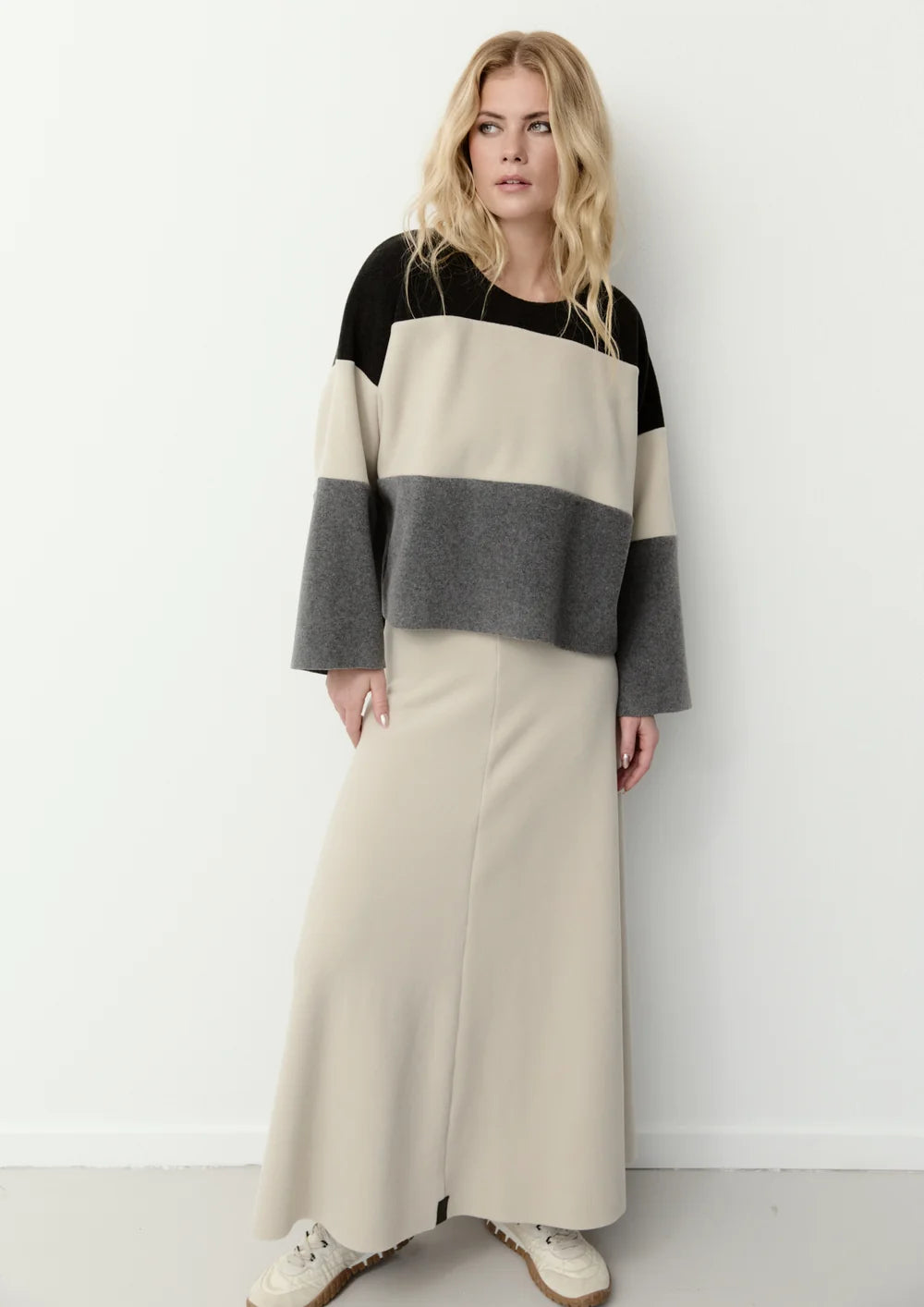 Henriette Steffensen Cool Grey Soft Jersey Round Neck Top