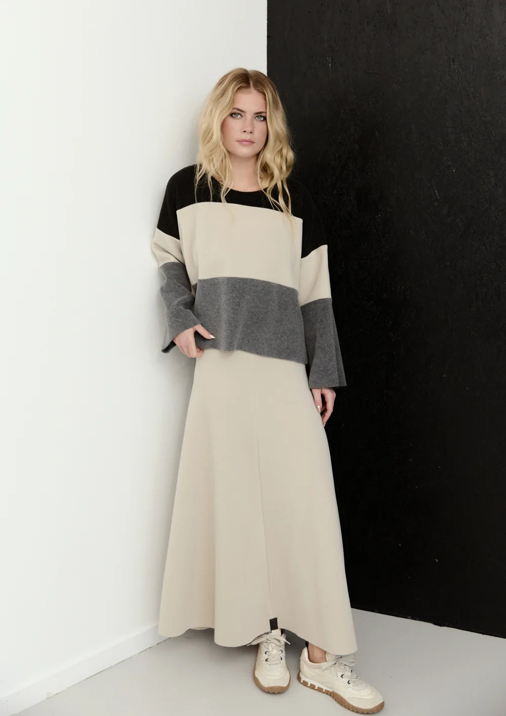 Henriette Steffensen Cool Grey Soft Jersey Round Neck Top