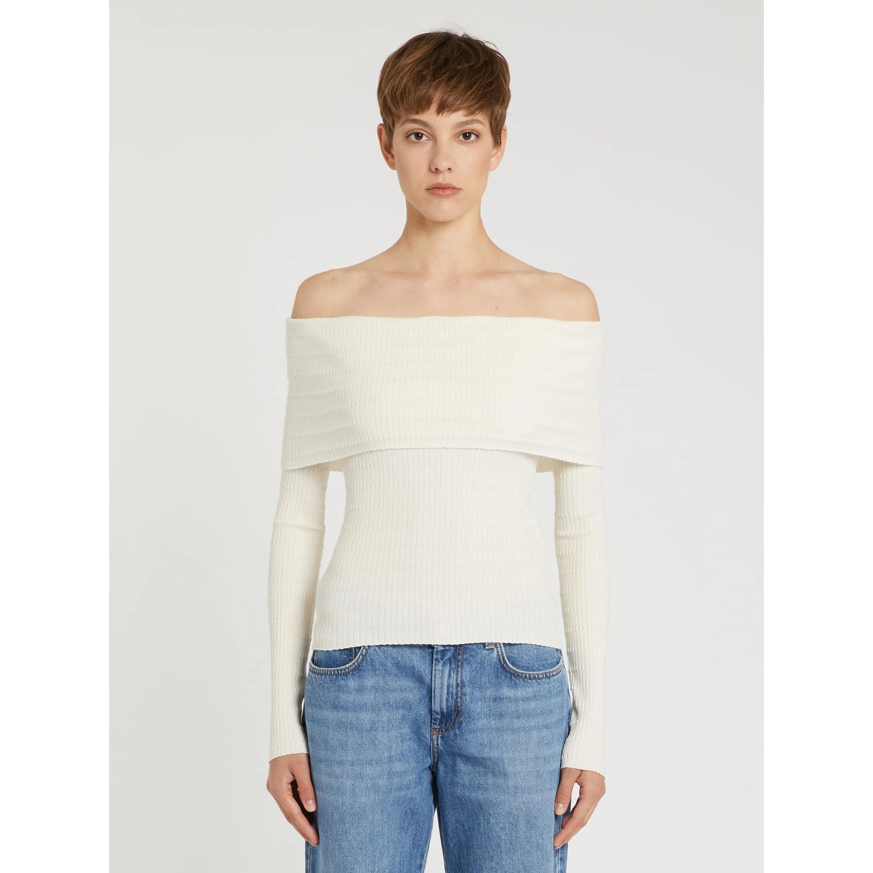 Marella Cream Viscose Blend Cowl Neck Long Sleeve Sweater MLLAQUILA