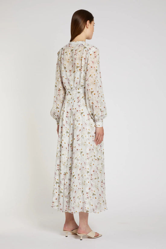 Marella White Floral print Lined Viscose Georgette Shirt Dress MLLMASTRO