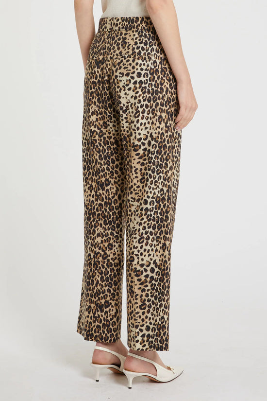 Marella Sport Animal Print Cropped Wide Leg Trousers in a Linen Cotton Blend MLSDOMINIO