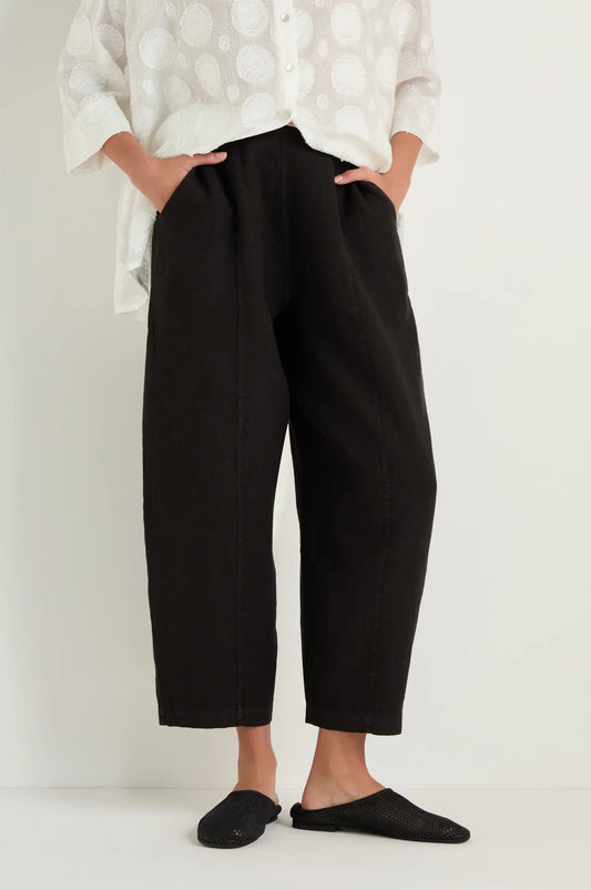 Sahara Black Linen Seam Detail Black Bubble Trouser MTP6781-NFL