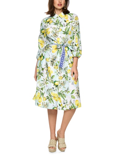 Marc Cain Midi Cotton Shirt Dress with Lemon Print