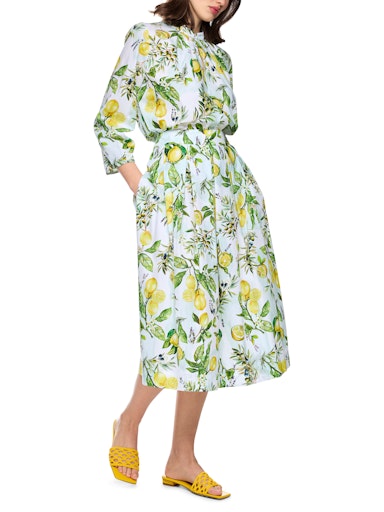 Marc Cain Cotton Midi Skirt with Lemon Print