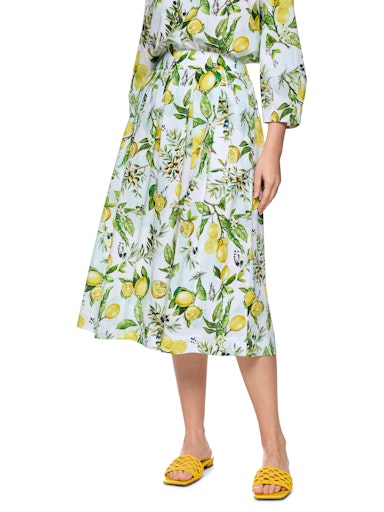 Marc Cain Cotton Midi Skirt with Lemon Print