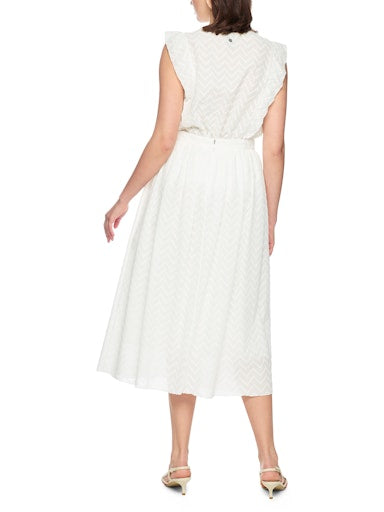 Marc Cain White Full Midi Cotton Skirt