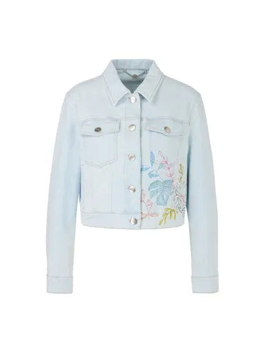 Marc Cain leaf print denim jacket