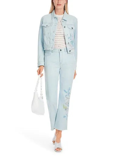 Marc Cain leaf print denim jacket