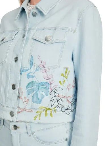 Marc Cain leaf print denim jacket