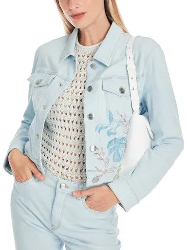 Marc Cain leaf print denim jacket
