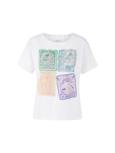 Marc Cain White Embellished Crew Neck Short Sleeve T-Shirt