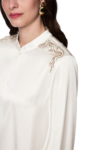 Marc Cain Off-White Loose Fit Viscose Blend Blouse AC51.13 W25