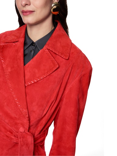 Marc Cain Red Leather Suede Jacket with Belt AC12.06 L02