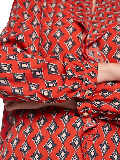 Marc Cain Red Flowing Blouse with Diamond Print AC51.02 W04