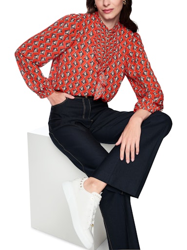Marc Cain Red Flowing Blouse with Diamond Print AC51.02 W04