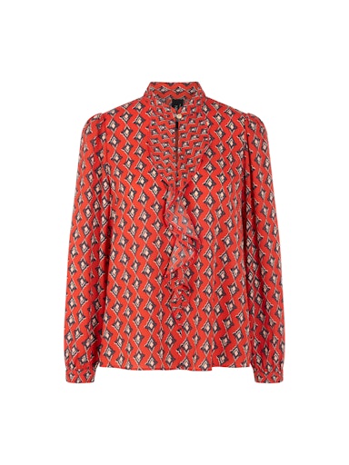 Marc Cain Red Flowing Blouse with Diamond Print AC51.02 W04