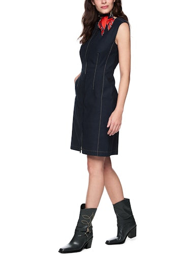 Marc Cain Navy Denim-Look Sleeveless Dress AC21.16 W05