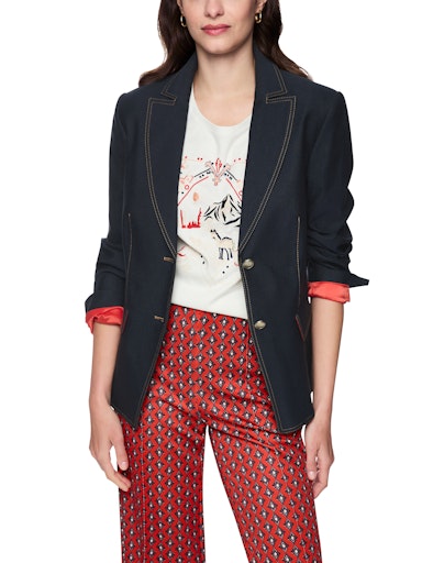 Marc Cain Navy Denim-Look tailored shape Jacket AC34.01 W05