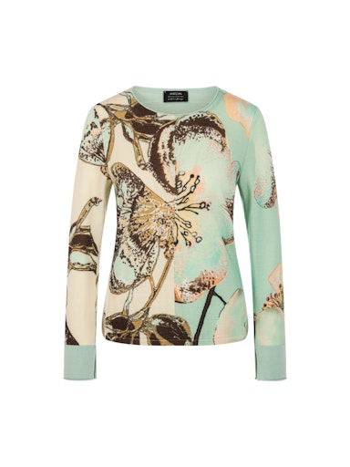 Marc Cain Mint Butterfly Print Wool Sweater