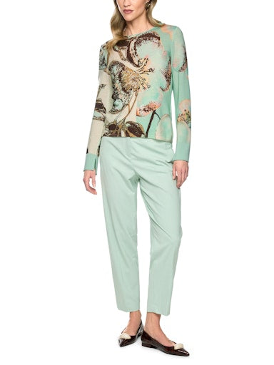 Marc Cain Mint Butterfly Print Wool Sweater