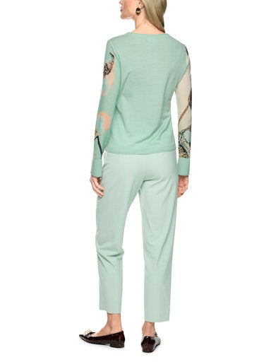 Marc Cain Mint Butterfly Print Wool Sweater
