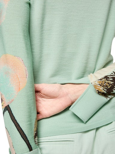 Marc Cain Mint Butterfly Print Wool Sweater