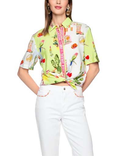 Marc Cain Desert Fiesta Print Short-Sleeve Shirt Blouse
