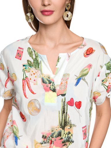 Marc Cain Sports Desert Fiesta Print Round Neck Short Sleeve Top