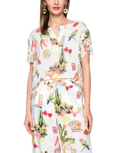 Marc Cain Sports Desert Fiesta Print Round Neck Short Sleeve Top
