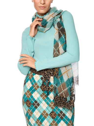 Marc Cain Sports argyle print scarf ZSB4.07 Z53