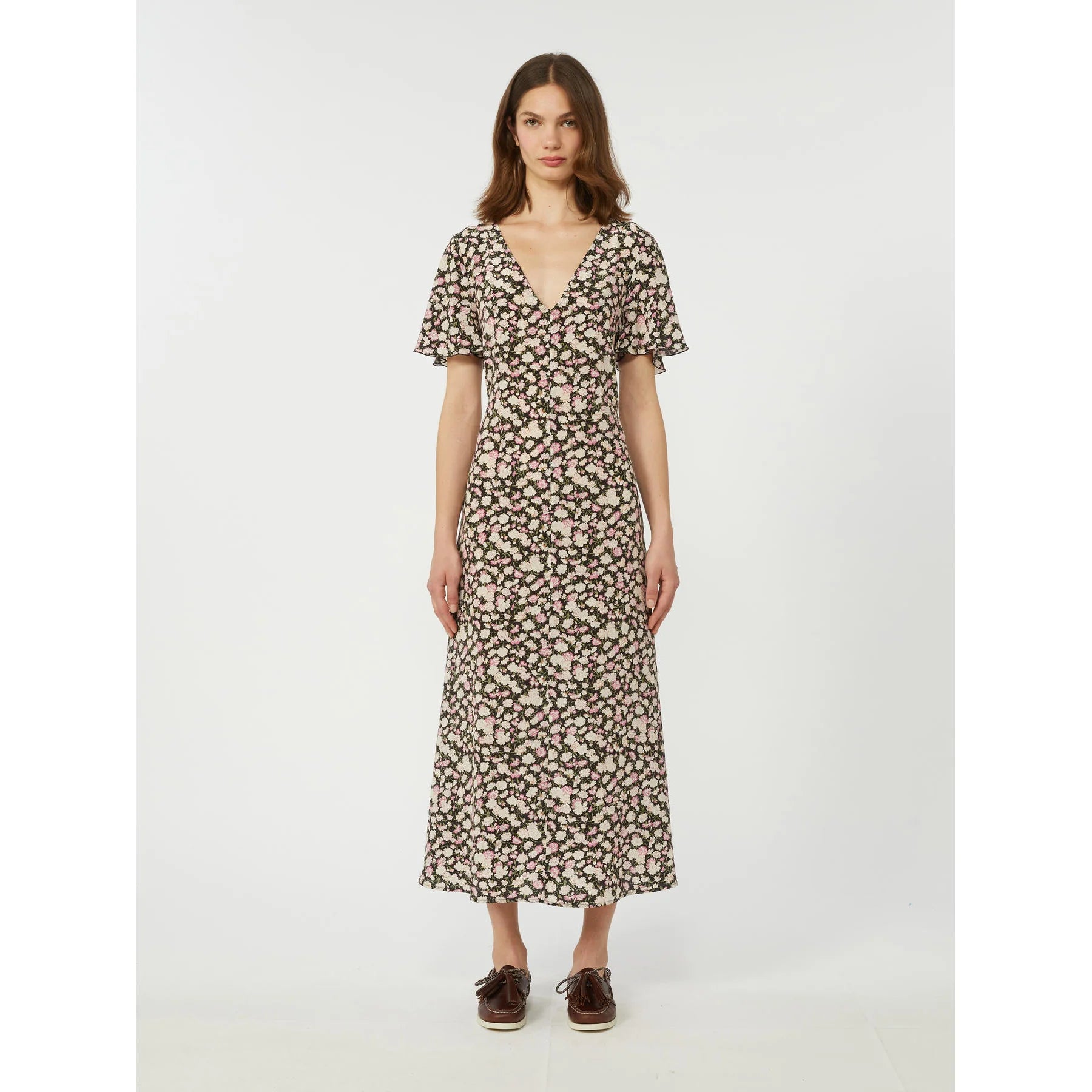 Max Mara Weekend Floral Print Short Sleeve Silk Dress WKDPAGINE