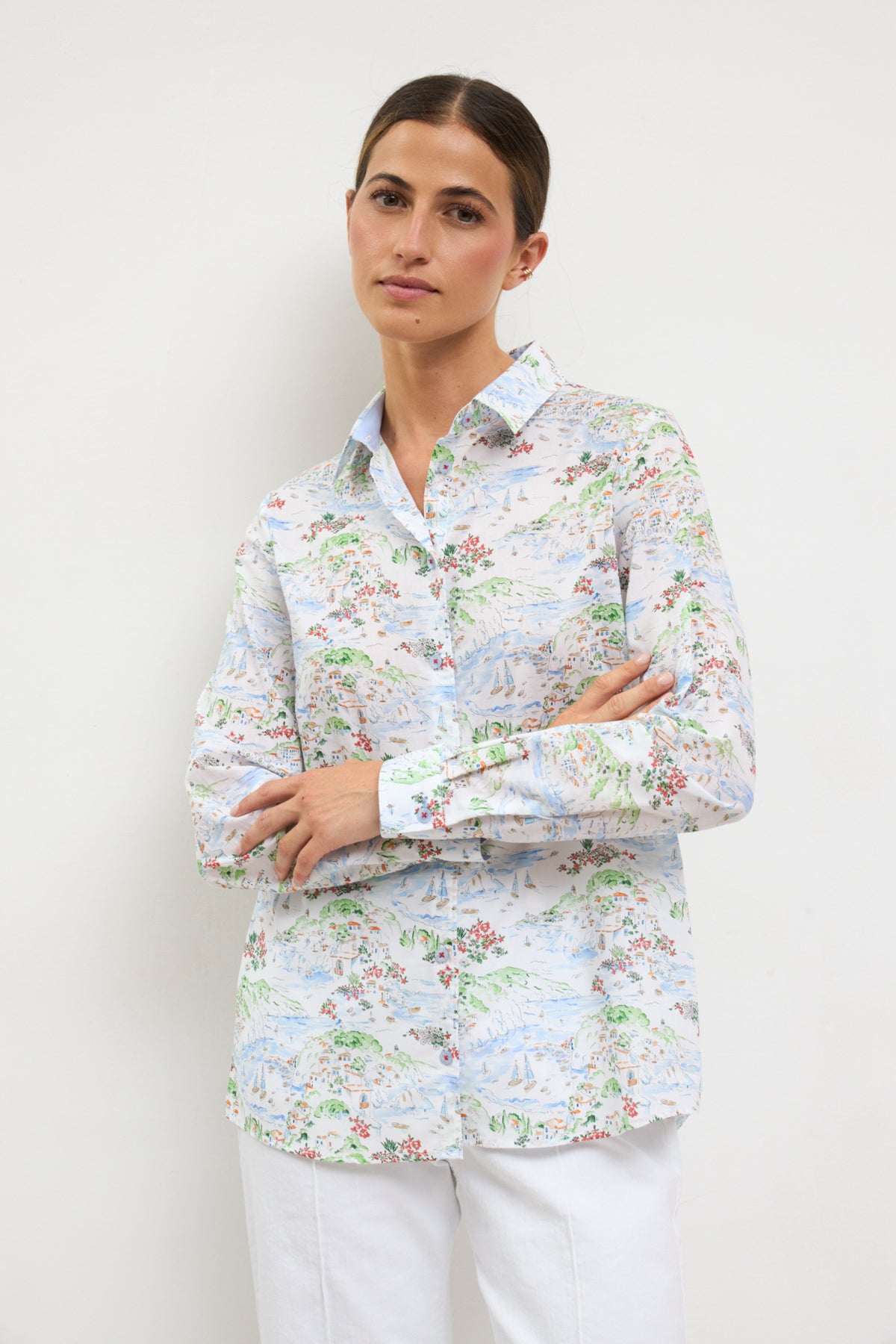 Tinta & Bariloche Riviera Print Cotton Multi-Colour Long Sleeve Button Front Shirt