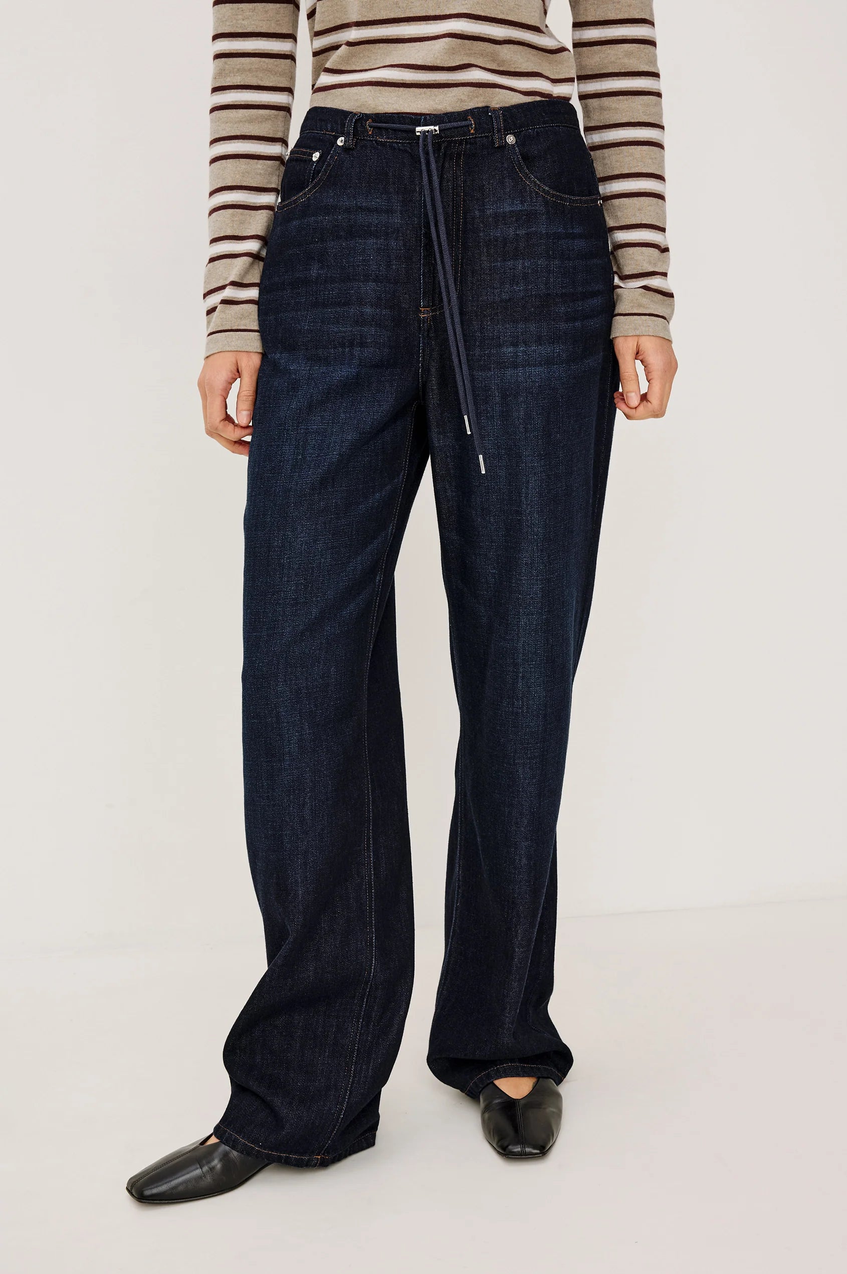 Rails Rinse Wash Denim Wide Leg Jeans with Drawstring