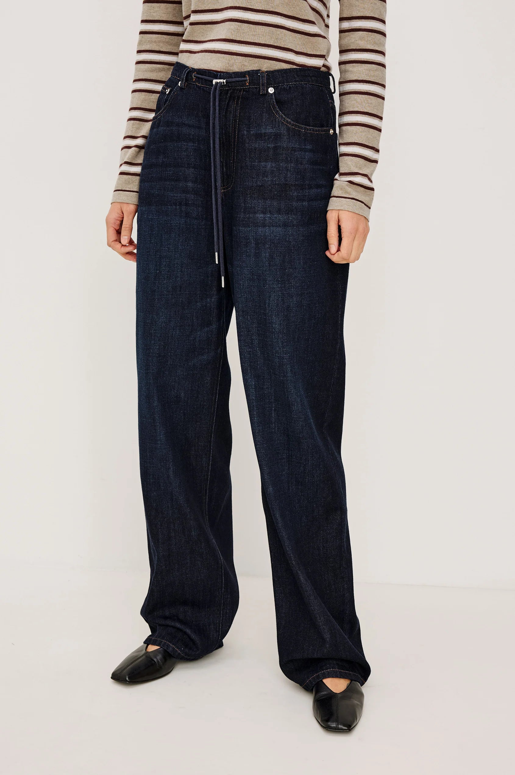 Rails Rinse Wash Denim Wide Leg Jeans with Drawstring