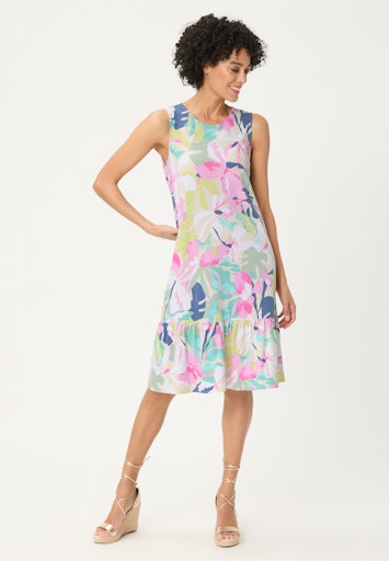 Olsen Multi-Coloured Print Sleeveless Dress – Knee Length Cotton Modal Blend